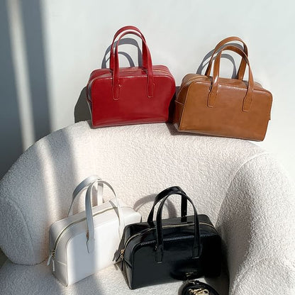 Leather Faux Boston Bag