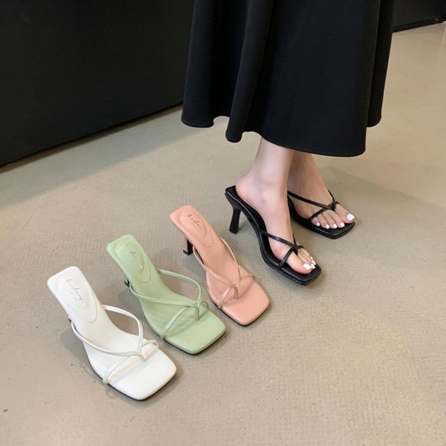 High Heel Square Toe Sandals