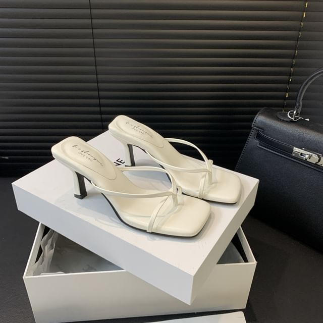 High Heel Square Toe Sandals