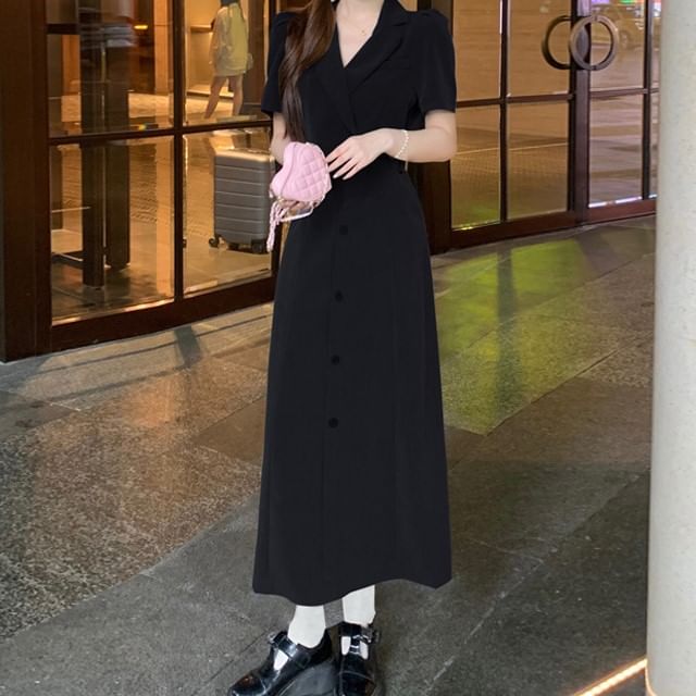Double-Breasted Crop Blazer and Button Front Midi Skirt Set