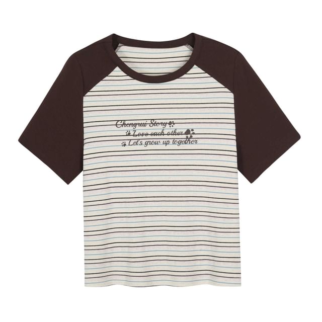Striped Short Sleeve Tee Paired with High Waist Mini Skirt