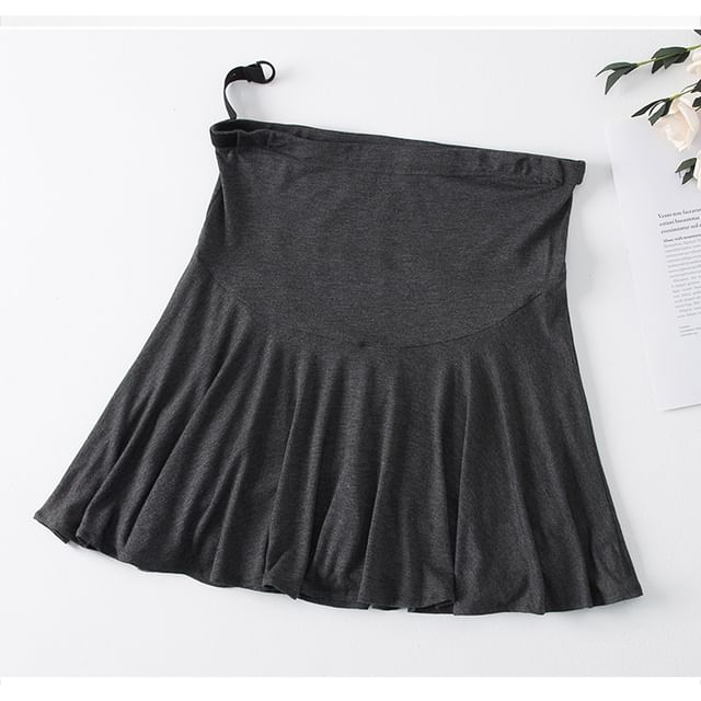 Maternity Solid Flared Mini Skirt with High Waist