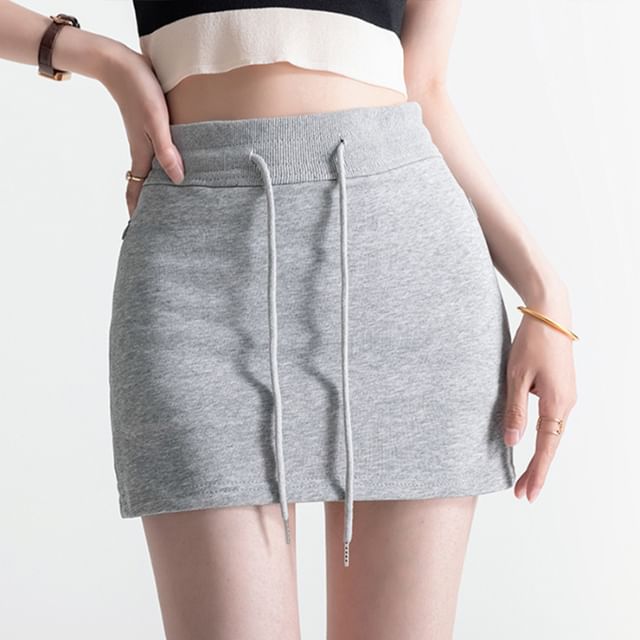Drawstring Waist Mini Pencil Skirt with Adjustable Fit