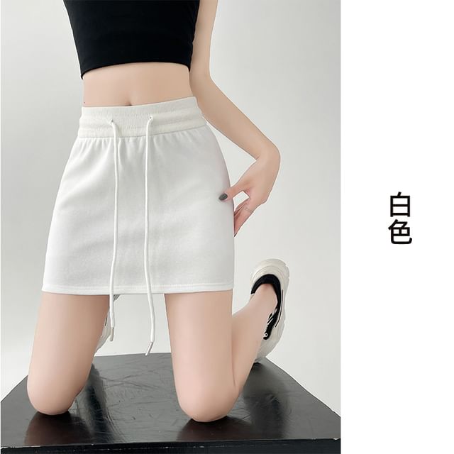 Drawstring Waist Mini Pencil Skirt with Adjustable Fit