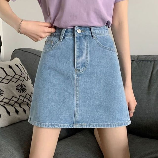 Denim Mini Skirt with High Rise