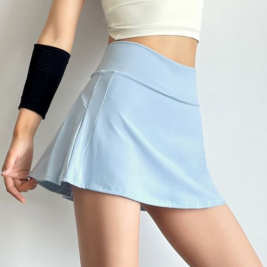 Sporty Pleated A-Line Mini Skirt with High Rise