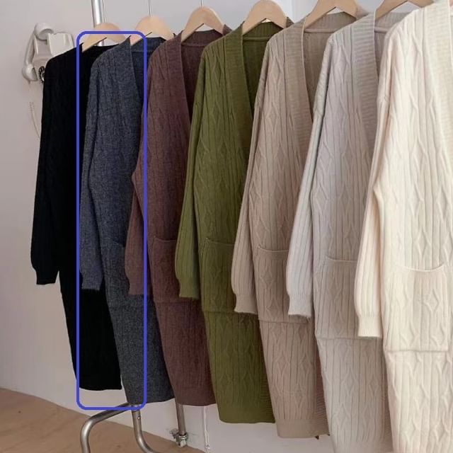 Long Plain Knit Cardigan