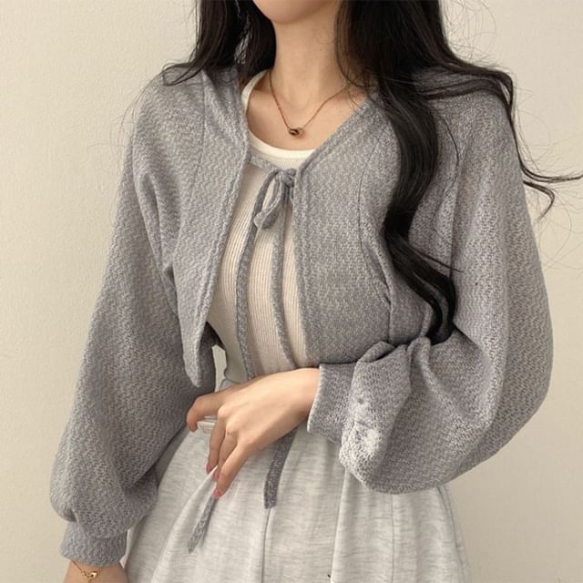 Cropped Open Front Lightweight Knit Jacket