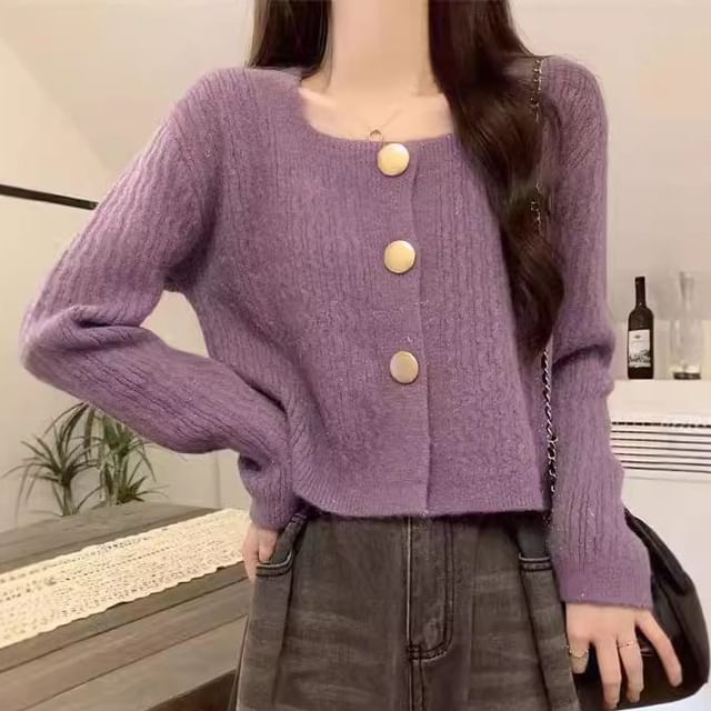 Square Neck Knit Cardigan