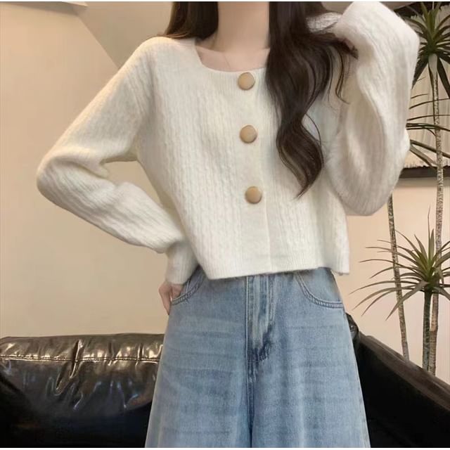 Square Neck Knit Cardigan