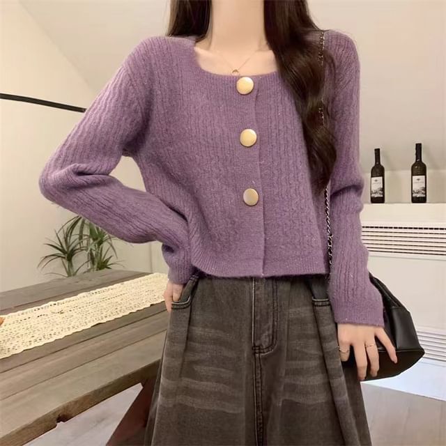 Square Neck Knit Cardigan