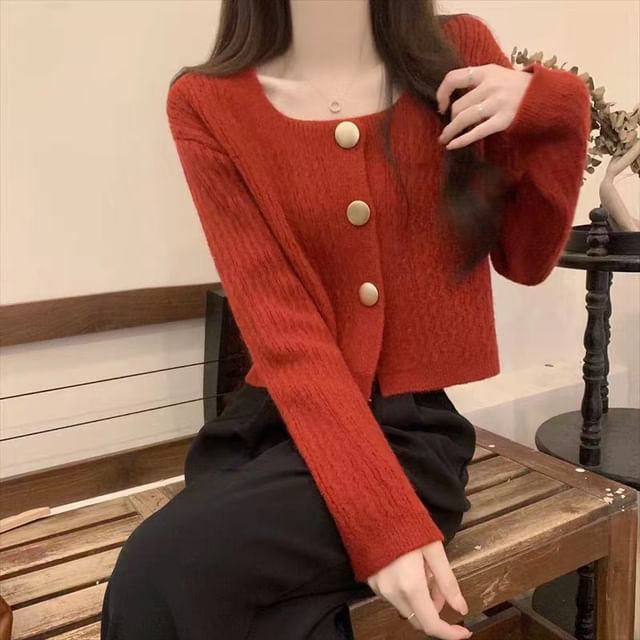 Square Neck Knit Cardigan