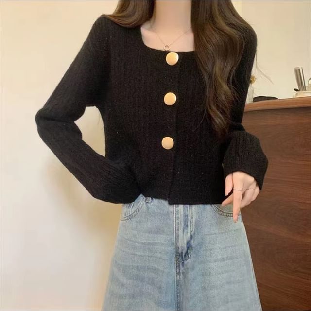 Square Neck Knit Cardigan