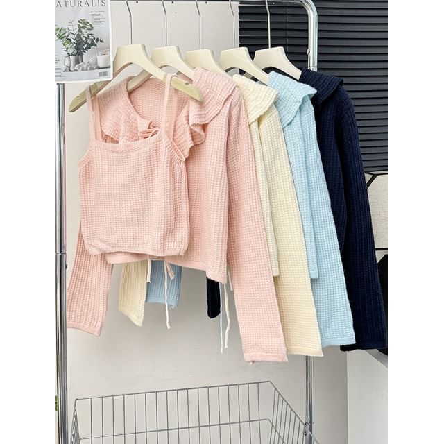 Knit Cami & Ruffled Cardigan Set
