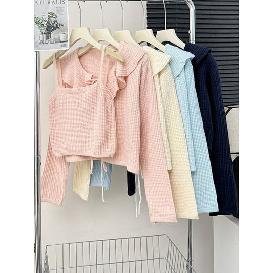 Knit Cami & Ruffled Cardigan Set