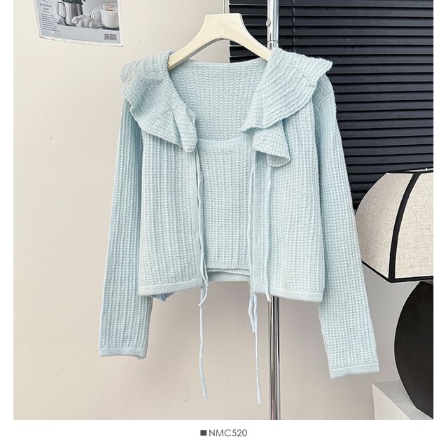 Knit Cami & Ruffled Cardigan Set