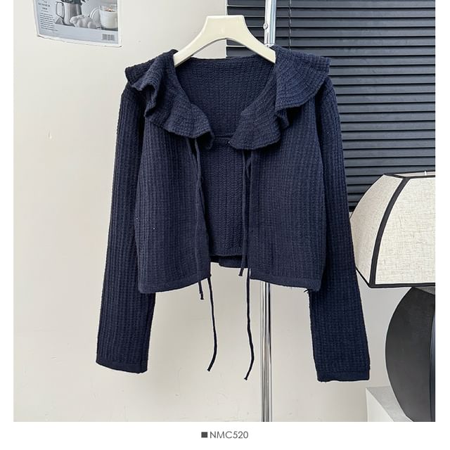 Knit Cami & Ruffled Cardigan Set