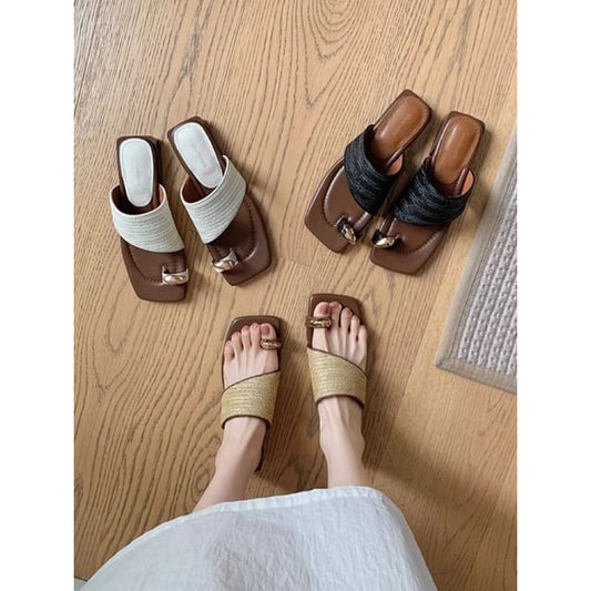 Ring-Toe Slip-On Slide Sandals