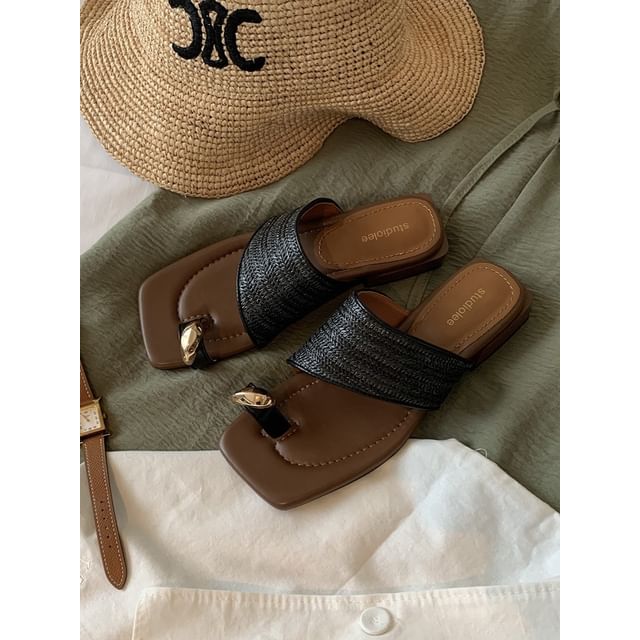 Ring-Toe Slip-On Slide Sandals