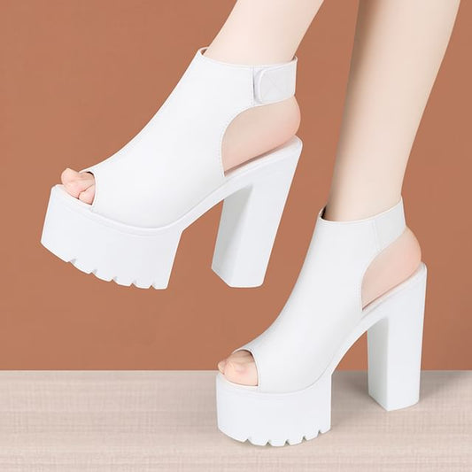 Peep Toe Platform Chunky Heel Sandals