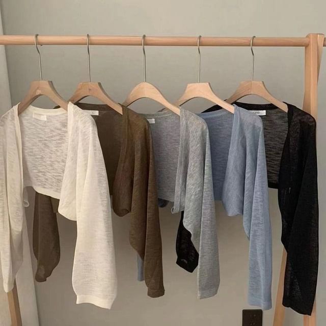 Cropped Open Front Knit Cardigan