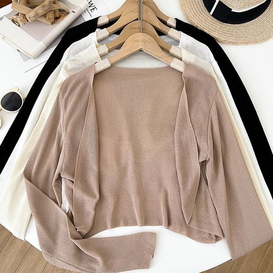 Plain Open Front Cardigan