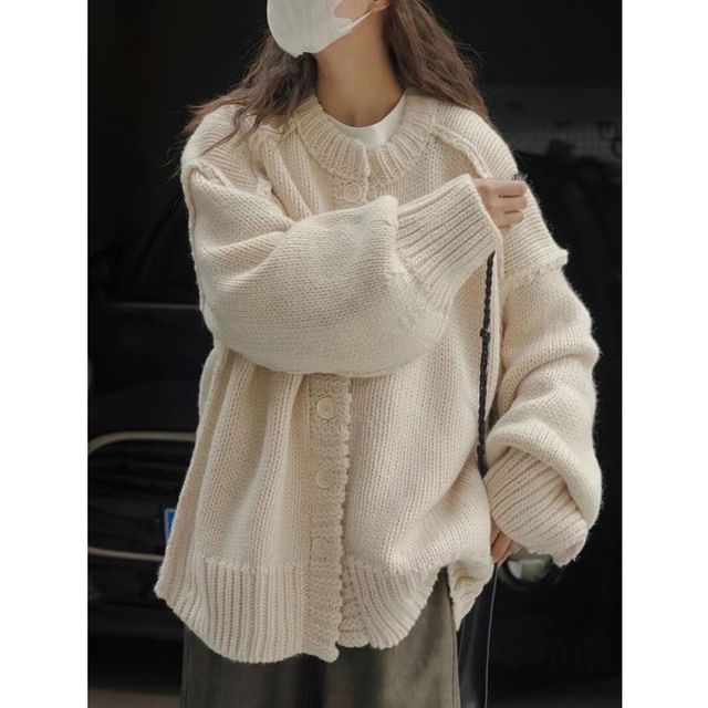 Relaxed Crew Neck Solid Oversized Sweater