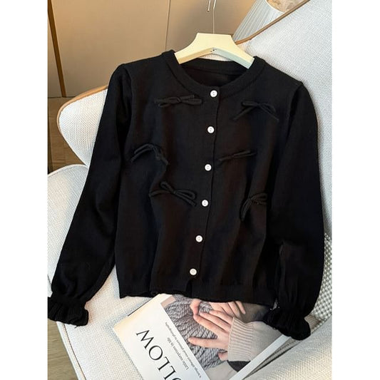 Bow-Embellished Crew Neck Sweater in 5 Shades