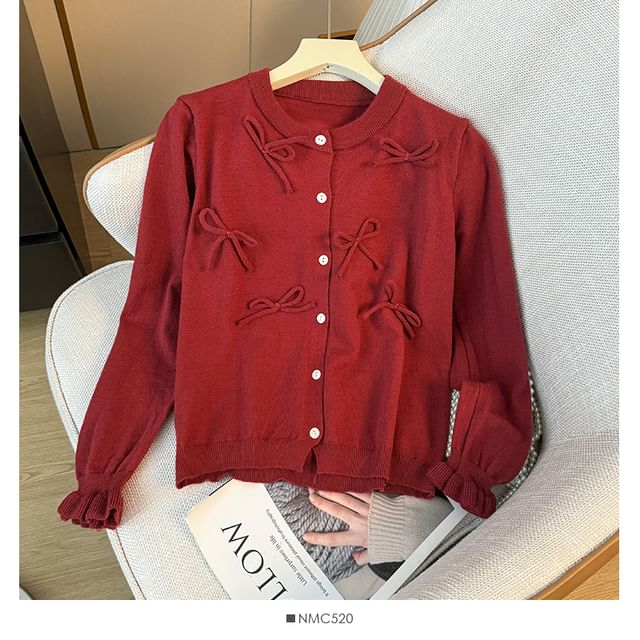 Bow-Embellished Crew Neck Sweater in 5 Shades
