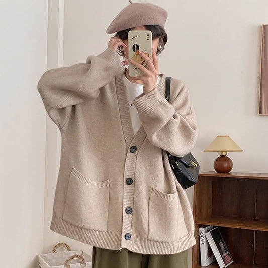 Classic V-Neck Solid Knit Sweater