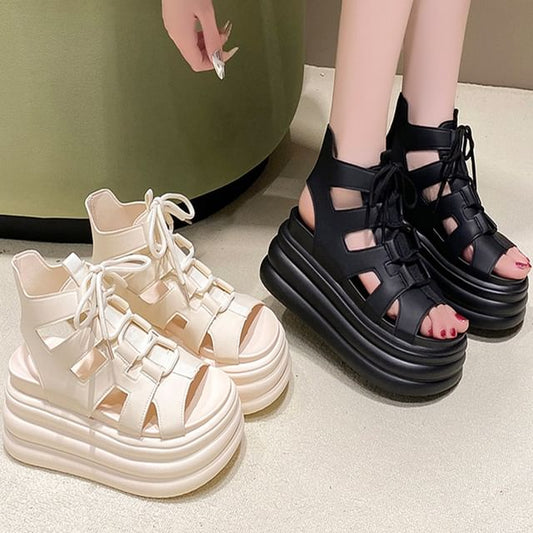 Lace-Up Platform Sandals