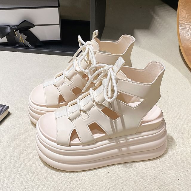 Lace-Up Platform Sandals
