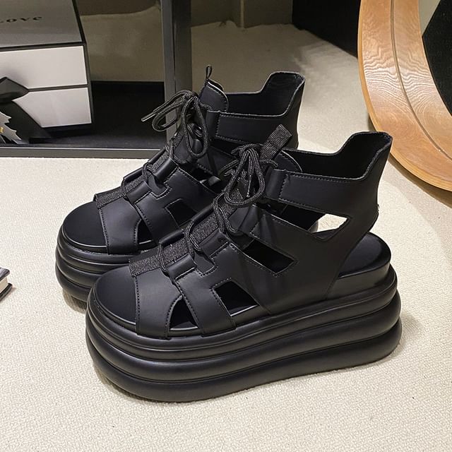 Lace-Up Platform Sandals