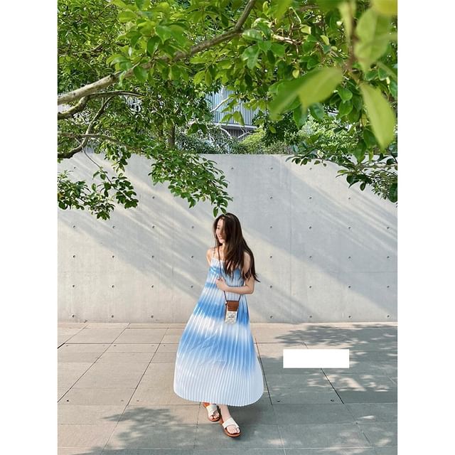 Gradient Spaghetti Strap Maxi Sundress
