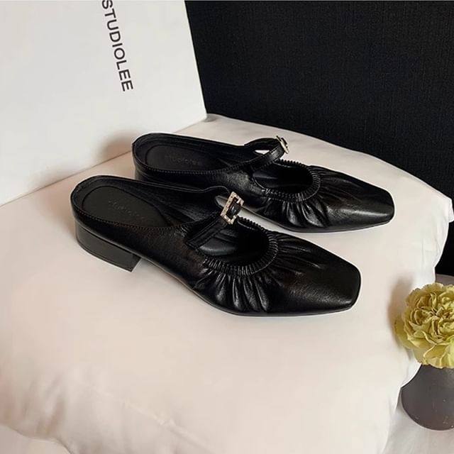 Square Toe Low Heel Mules
