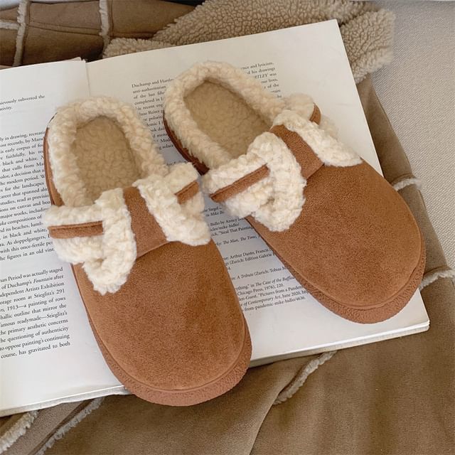 Fleece-Lined Platform Slide Sandals