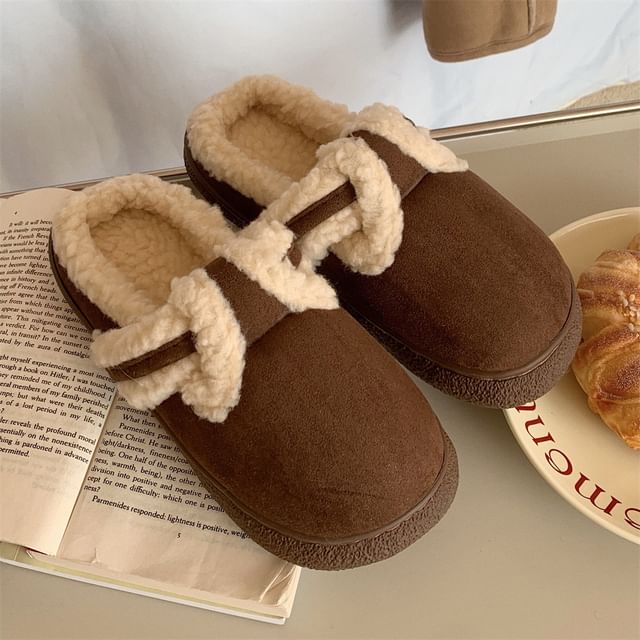 Fleece-Lined Platform Slide Sandals