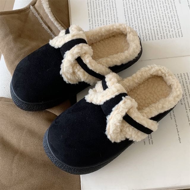 Fleece-Lined Platform Slide Sandals