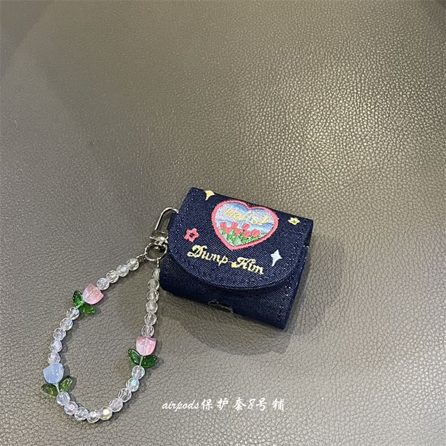 Flower Embroidered Denim AirPods / Pro Earphone Case Skin