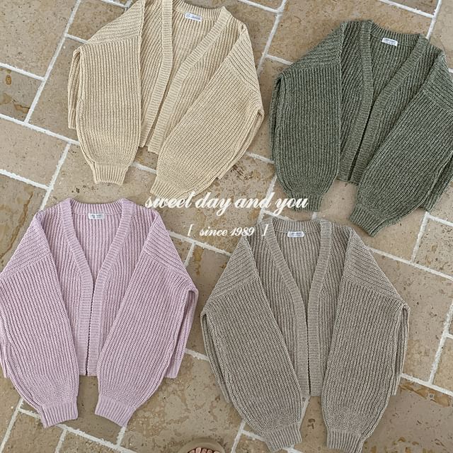 Long Sleeve V-Neck Open Front Knit Cardigan