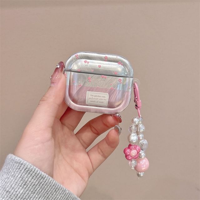 Floral AirPods / Pro Earphone Case Skin / Faux Pearl Charm / Set