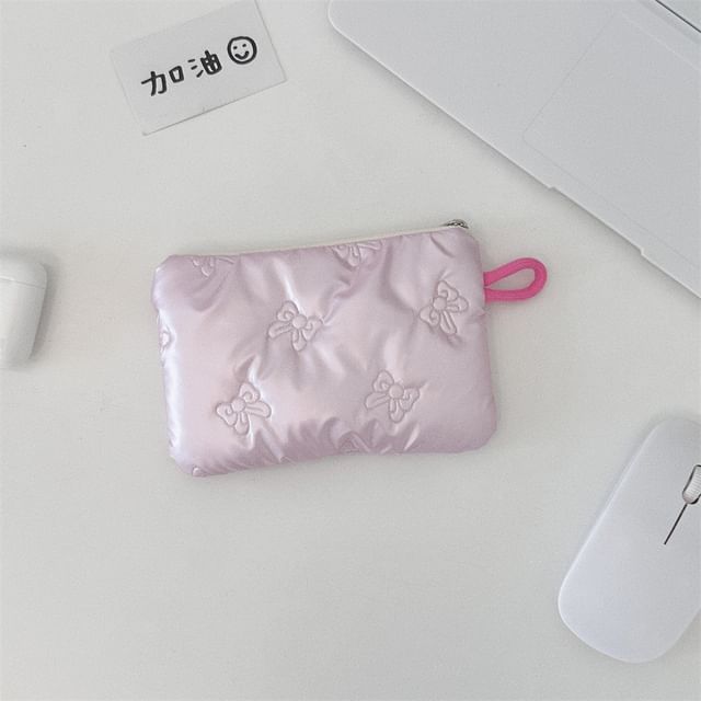 Bow Faux Leather Sanitary Pouch / Coin Purse