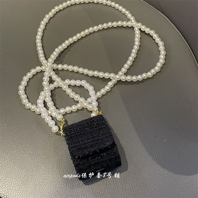 Fabric AirPods / Pro Earphone Case Skin / Faux Pearl Strap / Lanyard / Set