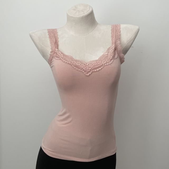 Lace-Trimmed Plain Camisole