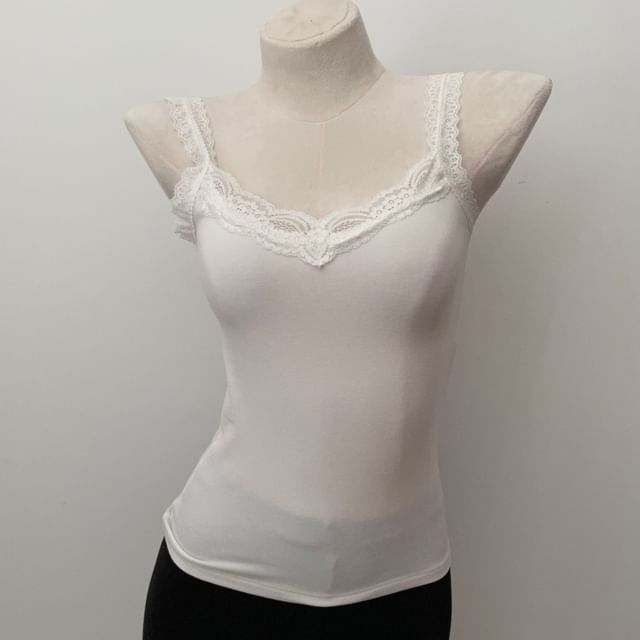 Lace-Trimmed Plain Camisole