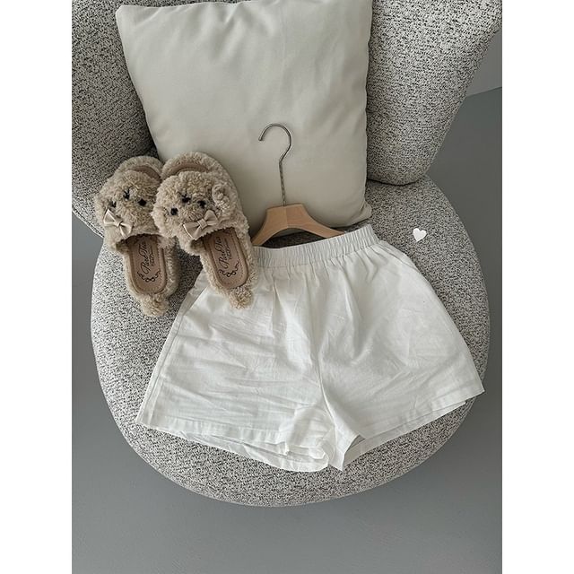 Cropped Lace Halter Top with Button Shirt and High-Rise Shorts Set