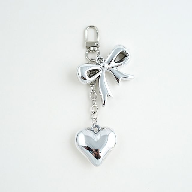 Bow / Heart / Faux Pearl Bag Charm Keyring (Various Designs)