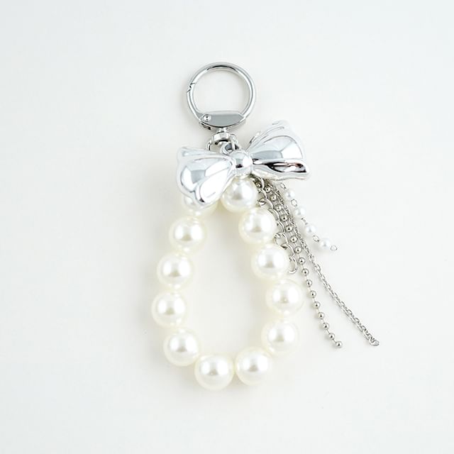 Bow / Heart / Faux Pearl Bag Charm Keyring (Various Designs)