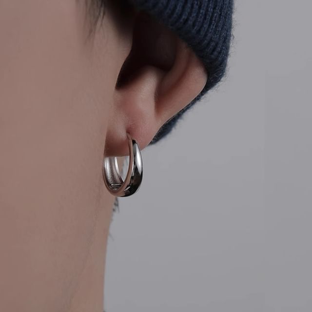 Layered Hoop Earring Set Polished S999 Silver