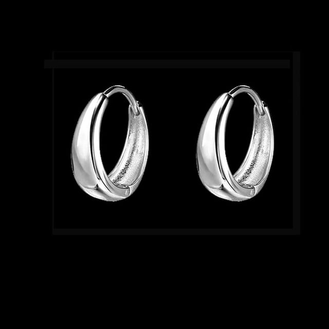 Layered Hoop Earring Set Polished S999 Silver